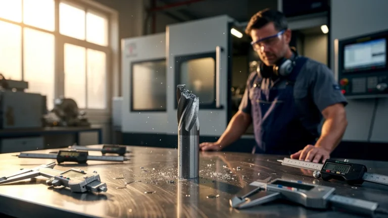 Photo réaliste d'une fraise carbure cassée dévoilant les erreurs en méthodes d'usinage précises