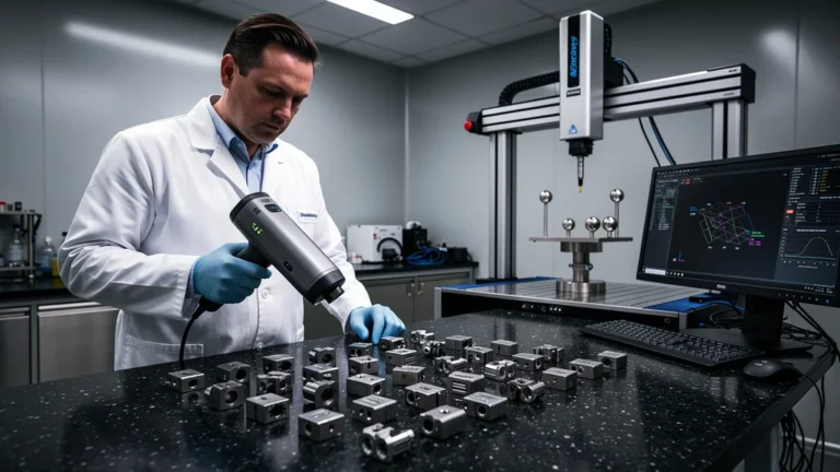 Scanner 3D portable et MMT en laboratoire métrologie, test sur 40 pièces avec comparaison des écarts