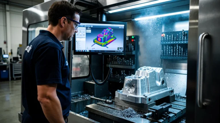Usinage titane en CNC 5 axes avec simulation préalable, illustrant une erreur coûteuse