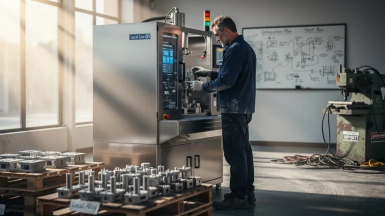 Investissement machine locale moderne en atelier industriel, meilleure alternative à l'import massif