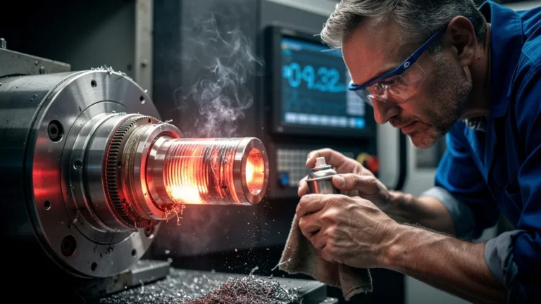 Surchauffe répétée d'une broche révélant des erreurs de lubrification dans un atelier industriel moderne