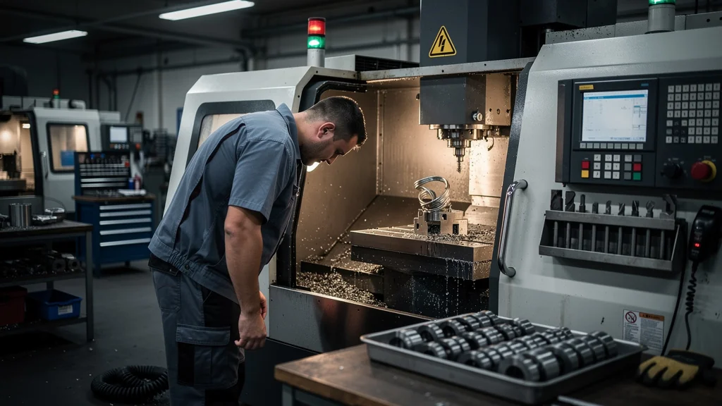 Image de retour après l’arrêt d’une série de 220 pièces à cause d’un copeau mal évacué en atelier CNC