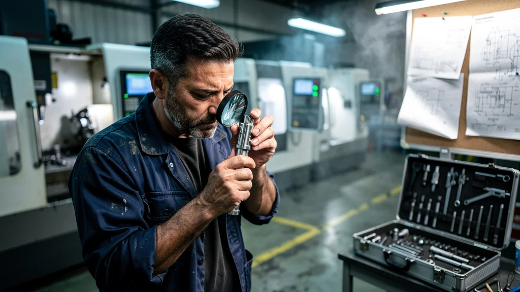 Usinage précis avec marques invisibles sur porte-outils illustrant l’adaptation du lean en atelier