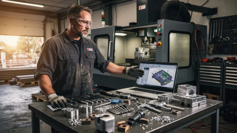 Artisan en atelier comparant Fusion 360 et Mastercam après un an d’utilisation