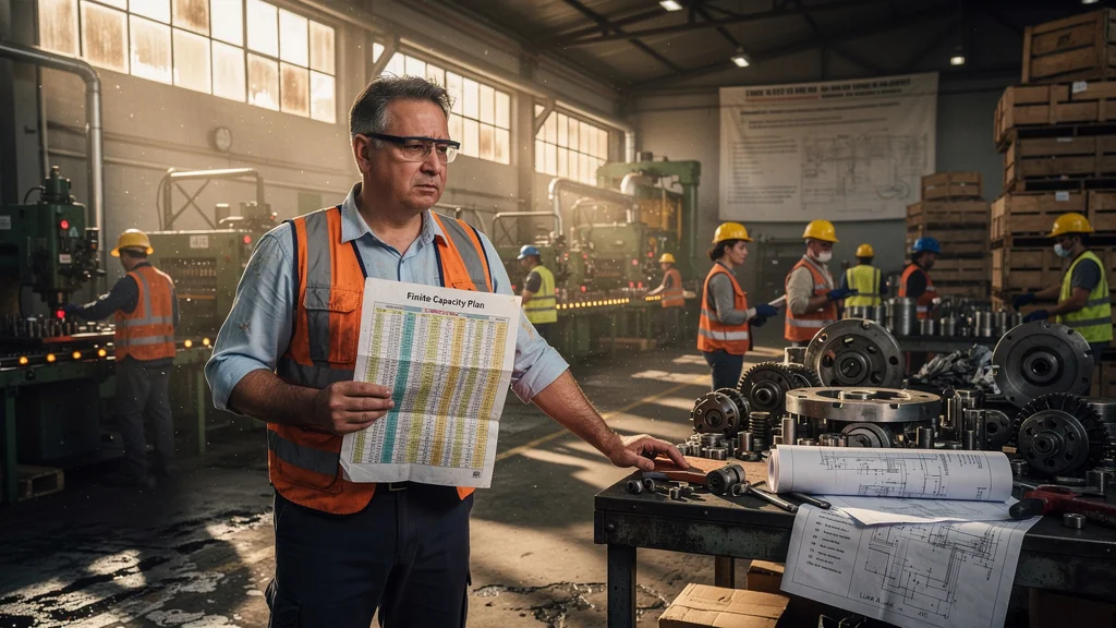 Gestion d’atelier plein depuis trois semaines avec planning à capacité finie pour optimiser la production
