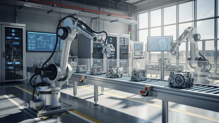 Installation industrielle moderne en France avec robotique avancée et automatisme de pointe