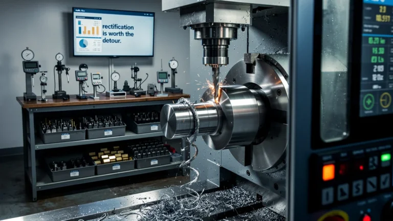 Atelier industriel hyper-réaliste avec machine de tournage dur et rectification pour optimiser la vitesse